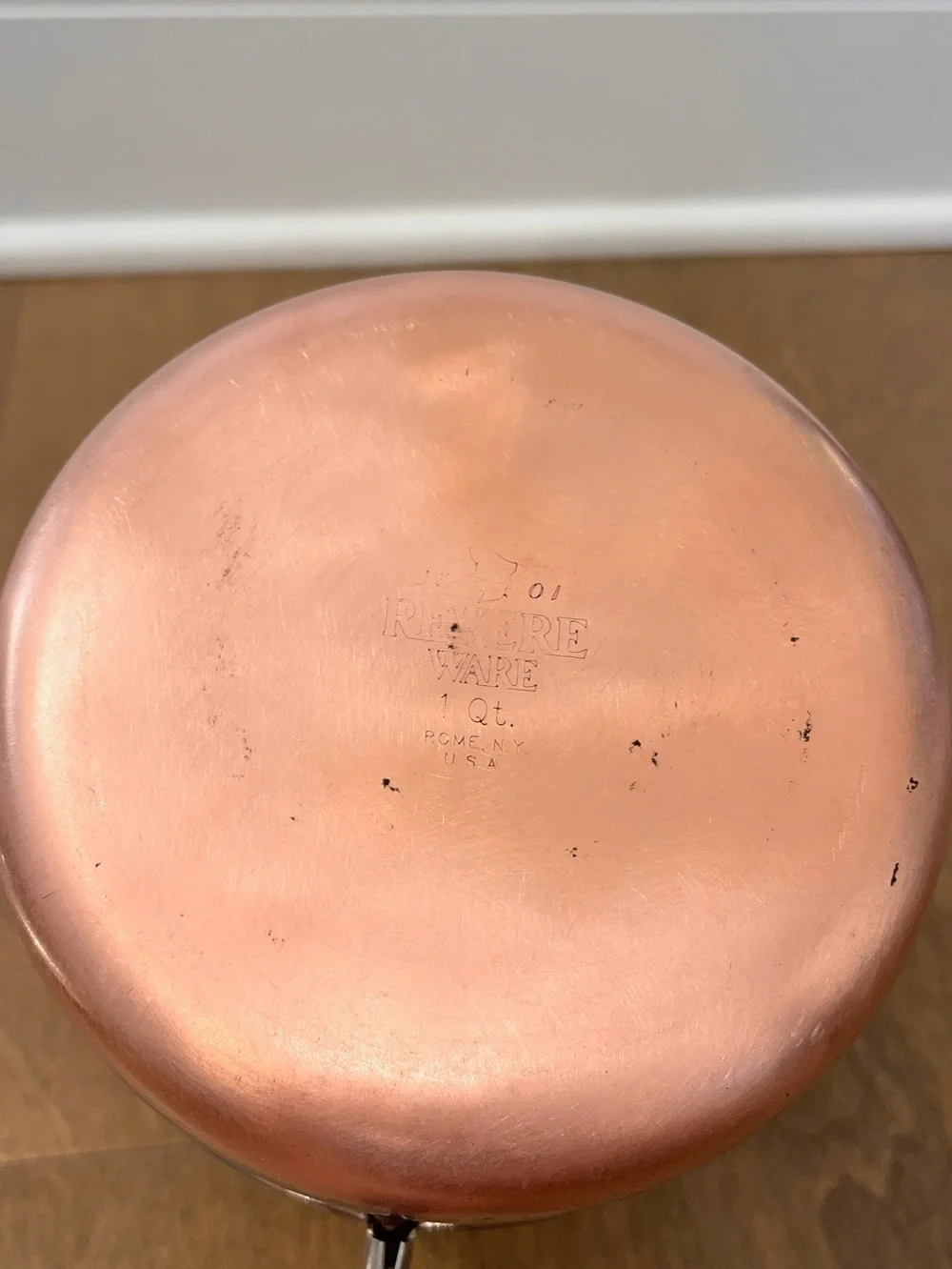 Vintage Revere Ware 1 Quart Copper Bottom Pan / Skillet W/Lid: *